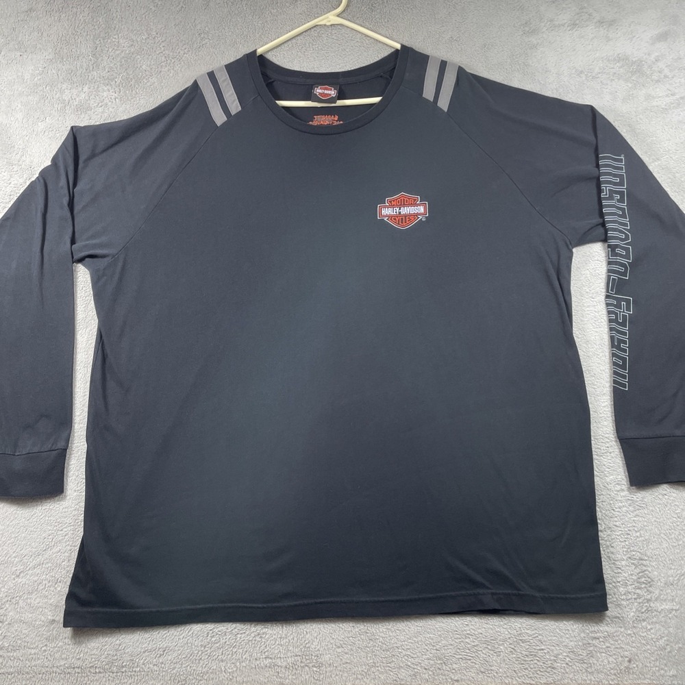 Harley Davidson Shirt Adult 3XL Black Motorcycle Biker Embroidered Long Sleeve